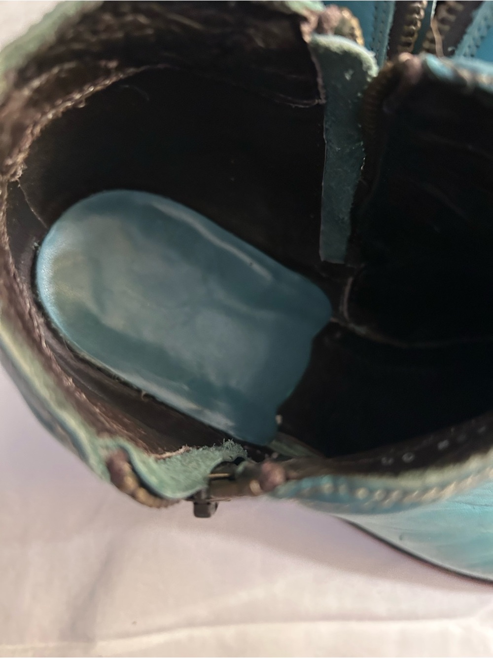 LIBERTY Black Teal Leather Ankle Booties - Picture 5 of 12